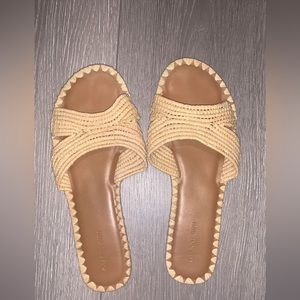 Natural Jute woven slip on slides